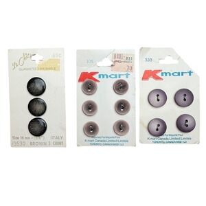 Le Chic Kmart Rare Vintage Buttons Lot 13 Count Wood Grain Italy Retro Sewing